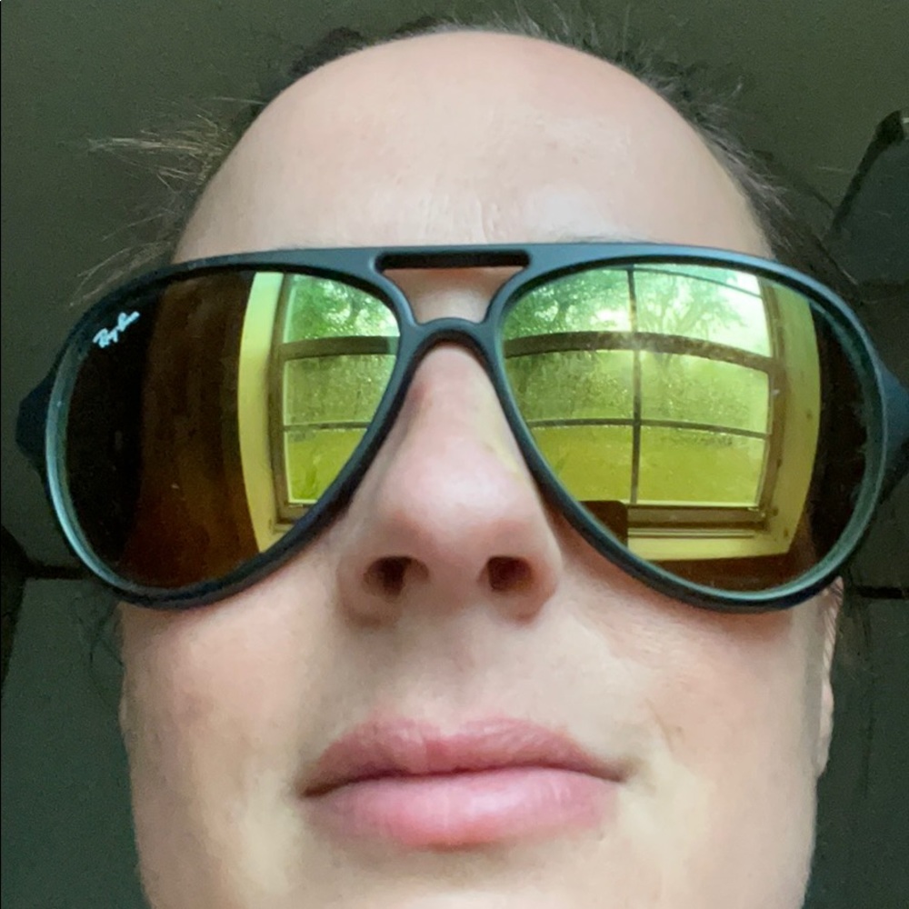 Ray-Ban green mirrored aviator glasses